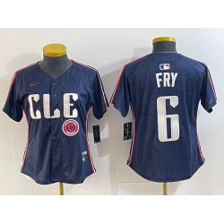 Women Cleveland Guardians 6 David Fry Navy 2024 City Connect Limited Stitched jerseys 1