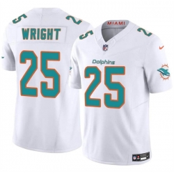 Youth Miami Dolphins 25 Jaylen Wright White 2024 F U S E Vapor Limited Stitched Jersey