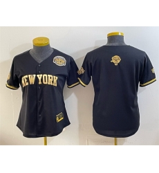 Women New York Knicks Blank Black Gold 2026 Finals Eastern Conference Champions Patch Stitched Baseball Jersey Women New York Knicks Blank Black Gold 2026 Finals Eastern Conference Champions Patch Stitched Baseball Jersey