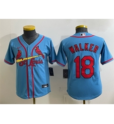 Youth St  Louis Cardinals  18 Jordan Walker Blue Cool Base Stitched Baseball Jersey