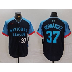 Men National League 37 Teoscar Hernandez Navy 2024 All Star Limited Stitched Baseball Jersey 5