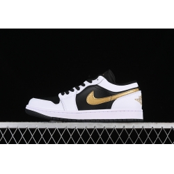 AIR JORDAN 1 LOW WHITE BLACK METALLIC GOLD