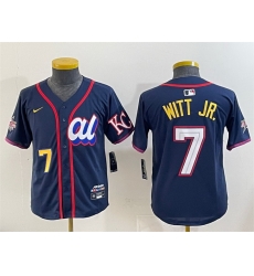 Youth American League 7 Bobby Witt Jr  Navy 2025 All Star Edition Limited Stitched Baseball Jersey Youth American League 7 Bobby Witt Jr  Navy 2025 All Star Edition Limited Stitched Baseball Jersey