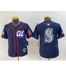 Youth American League Seattle Mariners Team Big Logo Navy 2025 All Star Edition Limited Stitched Baseball Jersey 2 Youth American League Seattle Mariners Team Big Logo Navy 2025 All Star Edition Limited Stitched Baseball Jersey 2