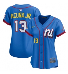 Women National League 13 Ronald Acu F1a Jr  Blue 2025 All Star Edition Limited Stitched Baseball Jersey 