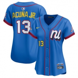 Women National League 13 Ronald Acu F1a Jr  Blue 2025 All Star Edition Limited Stitched Baseball Jersey  Women National League 13 Ronald Acu F1a Jr  Blue 2025 All Star Edition Limited Stitched Baseball Jersey