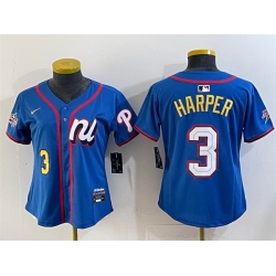 Women National League 3 Bryce Harper Blue 2025 All Star Edition Limited Stitched Baseball Jersey  Women National League 3 Bryce Harper Blue 2025 All Star Edition Limited Stitched Baseball Jersey