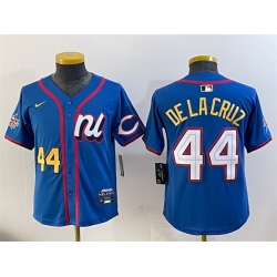 Women National League 44 Elly De La Cruz Blue 2025 All Star Edition Limited Stitched Baseball Jersey  Women National League 44 Elly De La Cruz Blue 2025 All Star Edition Limited Stitched Baseball Jersey