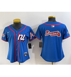 Women National League Atlanta Braves Team Big Logo Blue 2025 All Star Edition Limited Stitched Baseball Jersey 