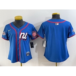 Women National League Chicago Cubs Blank Blue 2025 All Star Edition Limited Stitched Baseball Jersey  Women National League Chicago Cubs Blank Blue 2025 All Star Edition Limited Stitched Baseball Jersey