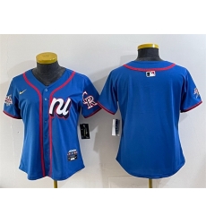 Women National League Colorado Rockies Blank Blue 2025 All Star Edition Limited Stitched Baseball Jersey  Women National League Colorado Rockies Blank Blue 2025 All Star Edition Limited Stitched Baseball Jersey