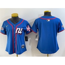 Women National League New York Mets Blank Blue 2025 All Star Edition Limited Stitched Baseball Jersey  Women National League New York Mets Blank Blue 2025 All Star Edition Limited Stitched Baseball Jersey