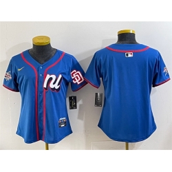 Women National League San Diego Padres Blank Blue 2025 All Star Edition Limited Stitched Baseball Jersey  Women National League San Diego Padres Blank Blue 2025 All Star Edition Limited Stitched Baseball Jersey