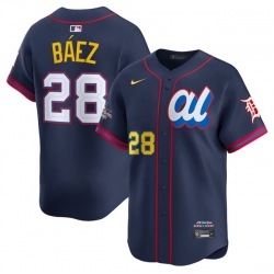 Men American League 28 Javier Baez Navy 2025 All Star Edition Limited Stitched Baseball Jersey Men American League 28 Javier Baez Navy 2025 All Star Edition Limited Stitched Baseball Jersey