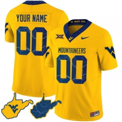 Men Women Youth West Virginia Mountaineers 2023 Country Roads Custom Jersey All Stitched Gold Sleeves Men Women Youth West Virginia Mountaineers 2023 Country Roads Custom Jersey All Stitched Gold Sleeves