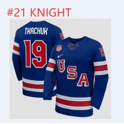 Men USA Hockey Jersey #21 KNIGHT Stitched Jersey