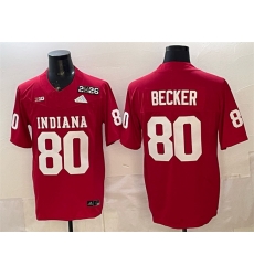 Men Indiana Hoosiers  80 Charlie Becker Red F U S E  2026 Patch Stitched Football Jersey