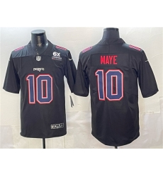 Men New England Patriots 10 Drake Maye Black Fashion With 6x Super Bowl Champions Patch Vapor Untouchable Limited Stitched Football Jersey