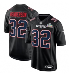 TreVeyon Henderson New England Patriots Nike Super Bowl LX Patch Carbon Fashion Game Jersey Black