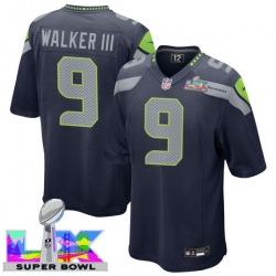 Men Women Youth Seattle Seahawks #9 Kenneth Walker III 2025 2026 Super Bowl LX F U S E Stitched NFL Jersey Blue