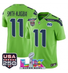 Youth Seattle Seahawks 11 Jaxon Smith Njigba Green 2025 F U S E Super Bowl LX Patch And 50th Season USA 250 Patch Vapor Limited Stitched Football Jersey Youth Seattle Seahawks 11 Jaxon Smith Njigba Green 2025 F U S E Super Bowl LX Patch And 50th Season USA 250 Patch Vapor Limited Stitched Football Jersey