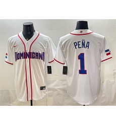 Men Dominican Republic Baseball  1 Jeremy Pena White 2026 World Baseball Classic Home Stadium Stitched Jersey
