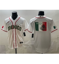 Men Mexico Baseball Team Big Logo White 2026 World Baseball Classic Home Stadium Stitched Jersey