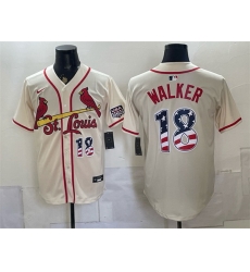Men St Louis Cardinals 18 Jordan Walker Cream USA 250 Fourth of July Stitched Baseball Jersey Men St Louis Cardinals 18 Jordan Walker Cream USA 250 Fourth of July Stitched Baseball Jersey