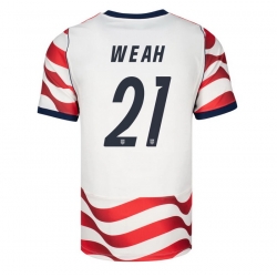 USA 2026 FIFA World Cup Soccer White Jersey Set ( Have Shorts ) Timothy Weah #21