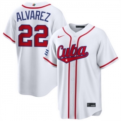 Men Cuba Baseball  22 Frank Alvarez White 2026 World Baseball Classic Home Stadium Stitched Jersey