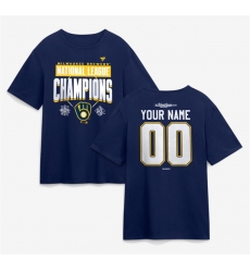 Men Milwaukee Brewers Navy 2026 Custom National League Champions Name Number T Shirt Men Milwaukee Brewers Navy 2026 Custom National League Champions Name Number T Shirt